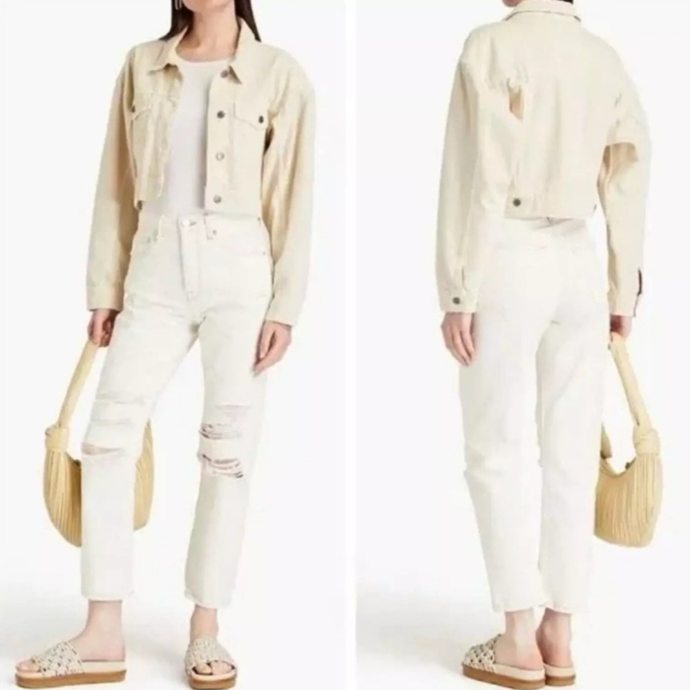 Frame Denim Women's Straight Leg Jeans in Off-White/Cream